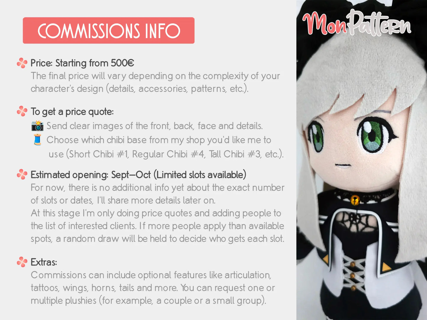 plush commissions - from €500 / $550 usd