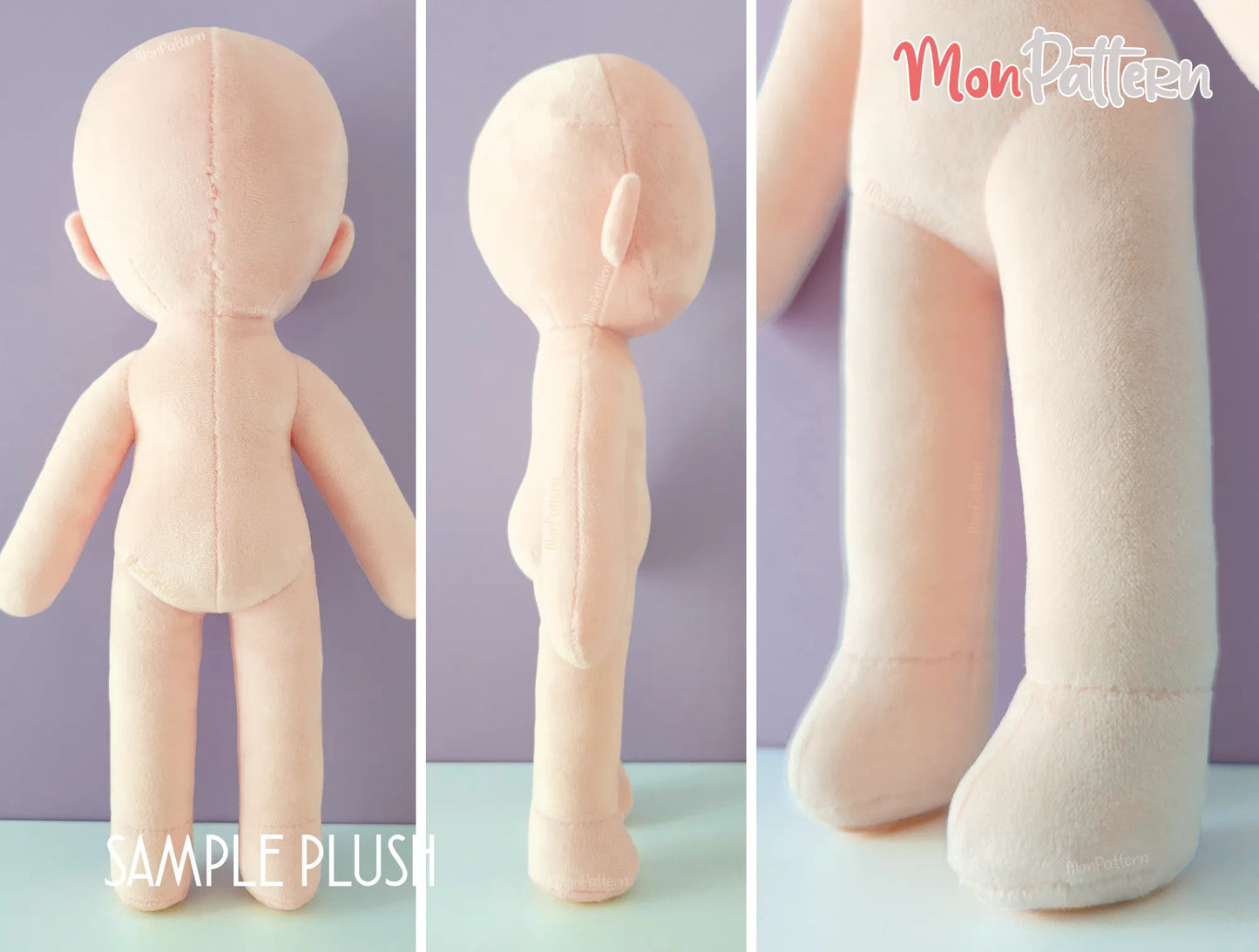 kit de costura para peluche regular chibi #2 con tela minky suave, cintura delgada para silueta femenina, tutorial impreso incluido, patrón diy humanoide, ideal para peluches estilo anime, ocs y vtubers.
