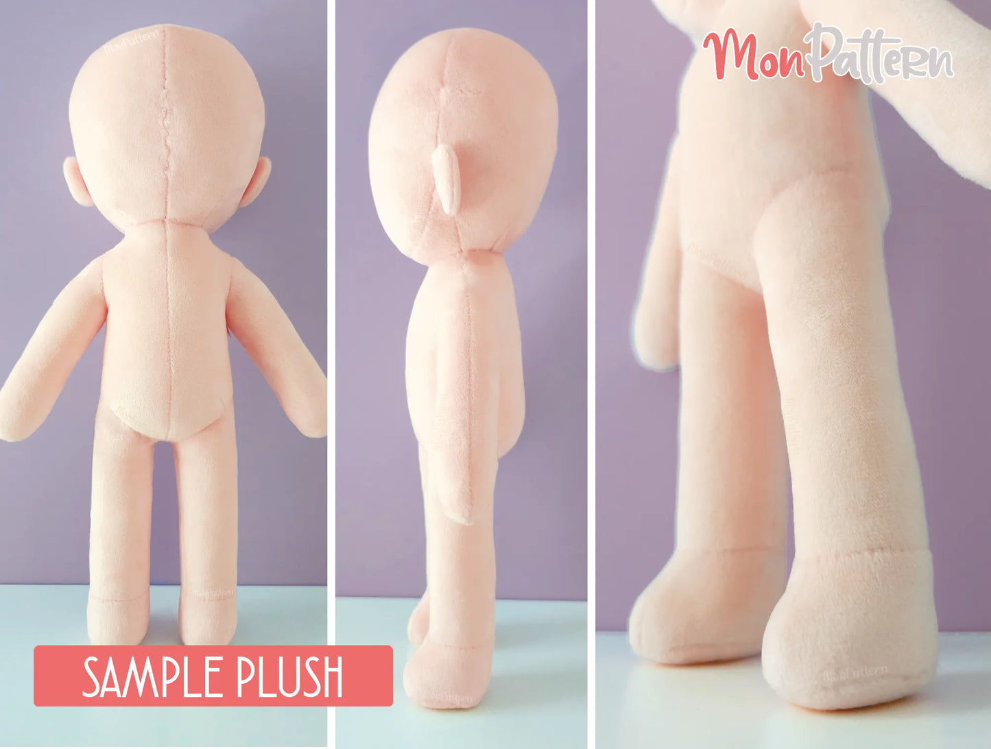 kit de costura para peluche regular chibi #1 con tela minky suave, cuerpo recto de 3 cabezas para personajes masculinos y femeninos, tutorial impreso incluido, patrón diy humanoide 32 cm, ideal para peluches estilo anime, ocs y vtubers.