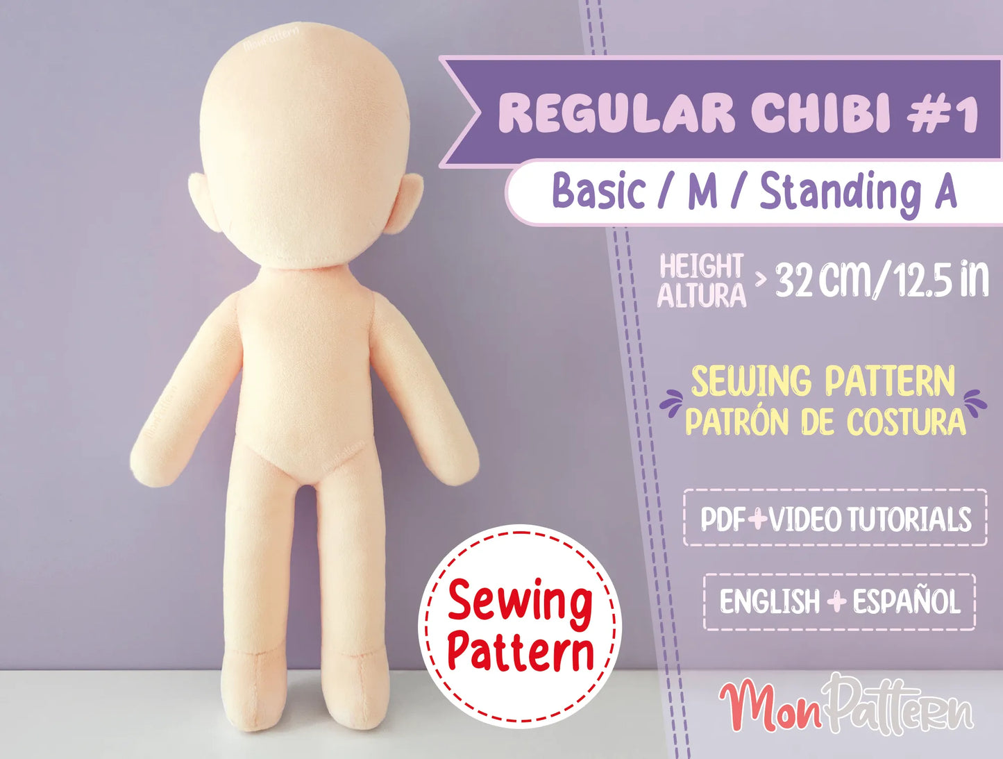 step-by-step tutorial for sewing regular chibi #1 plushie, suitable for anime characters, ocs, vtubers