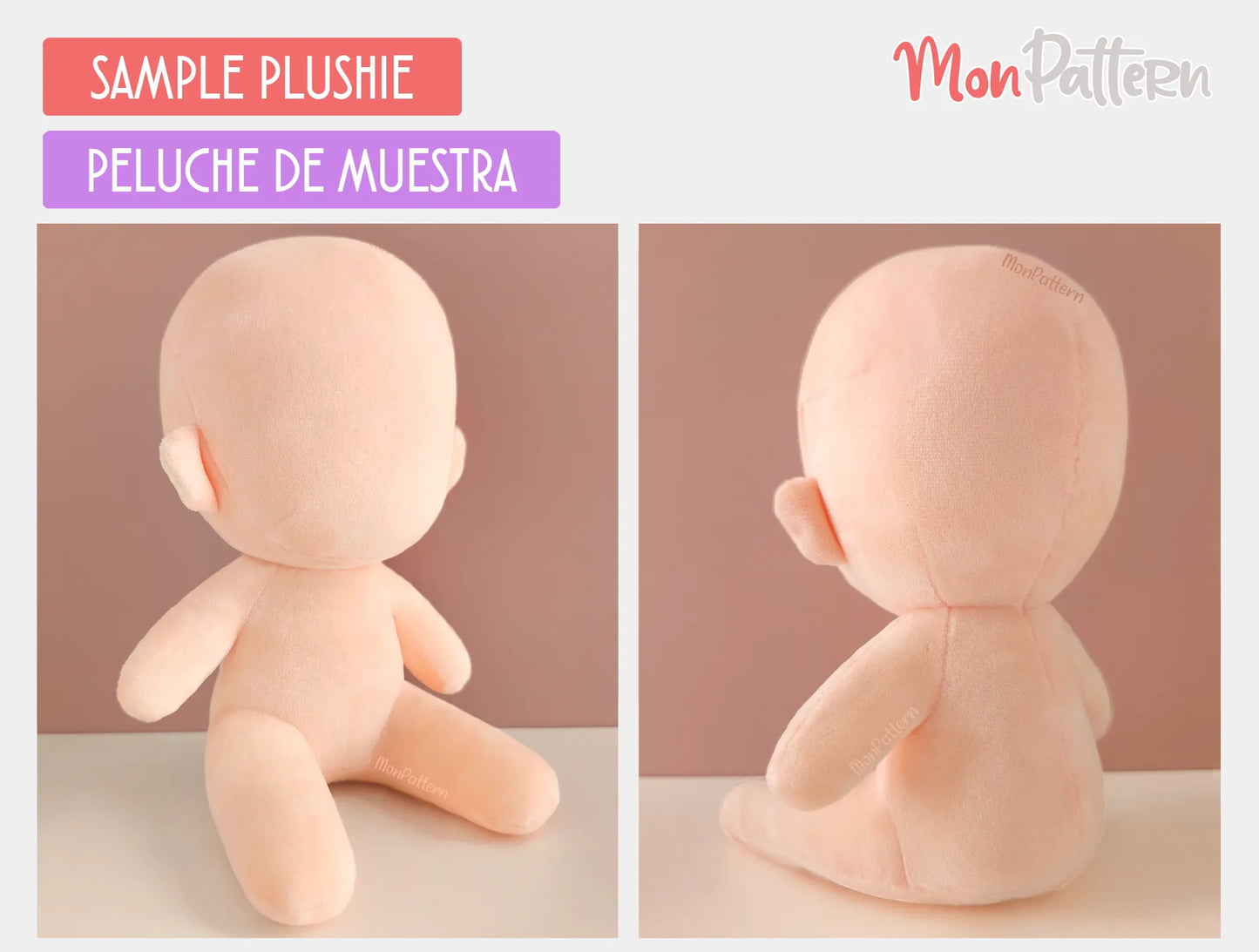 diy sitting chibi plush sewing template – handmade humanoid doll – anime, oc or fandom stuffed toy