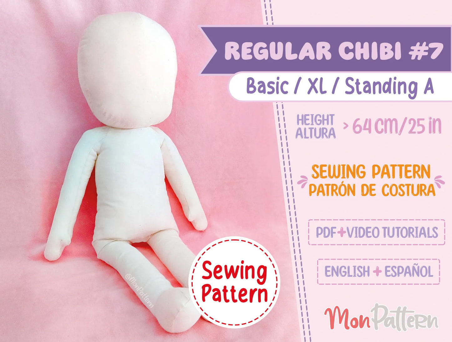 step-by-step tutorial regular chibi #7 sewing pattern for custom anime character plushies ocs vtubers video game dolls large plush