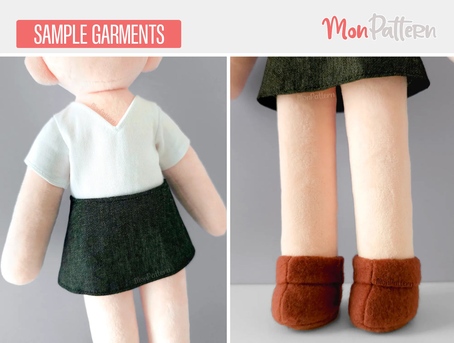 tall chibi plush casual outfit pattern. anime-style clothing template