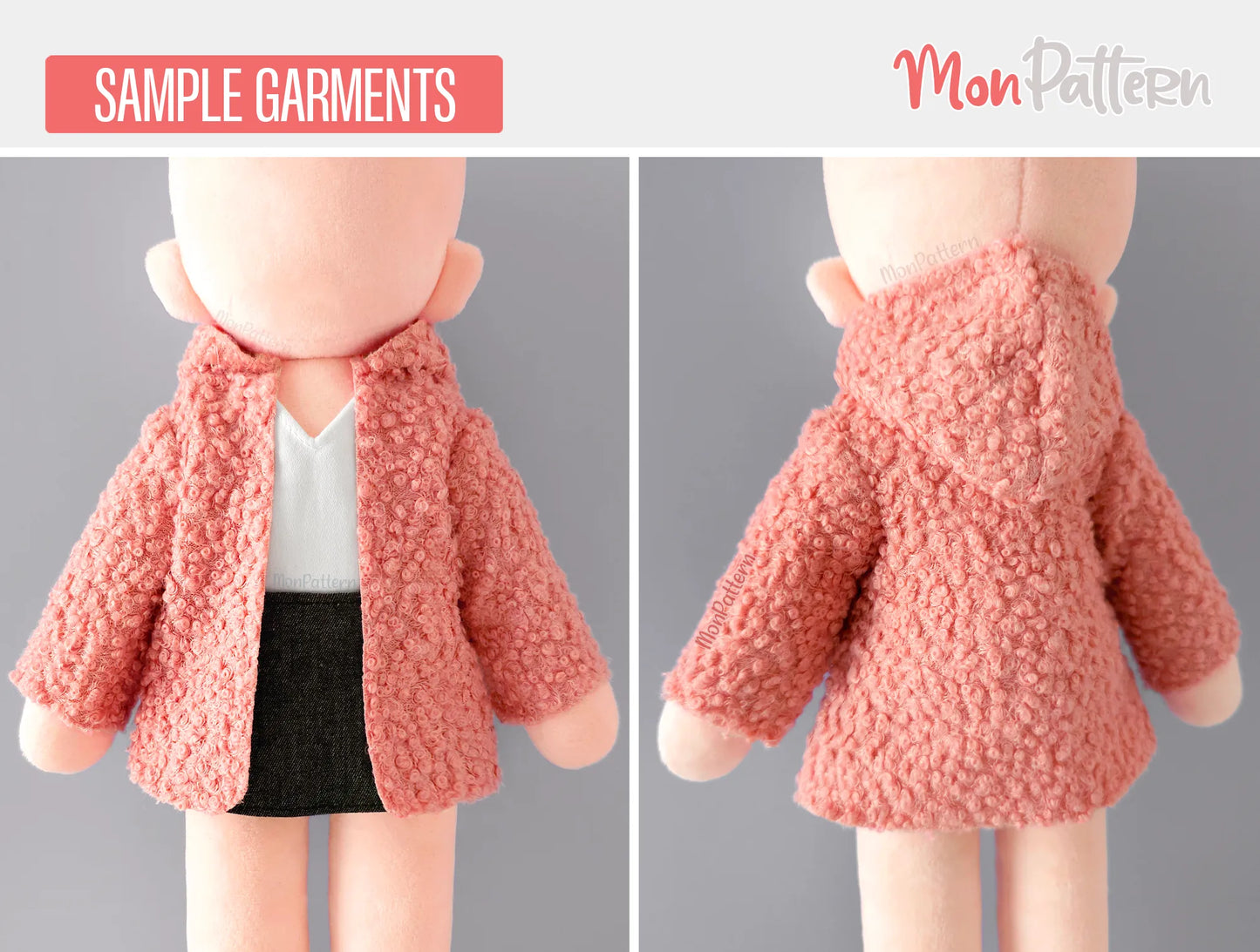 coat tall chibi plush casual outfit sewing pattern. anime-style clothing template