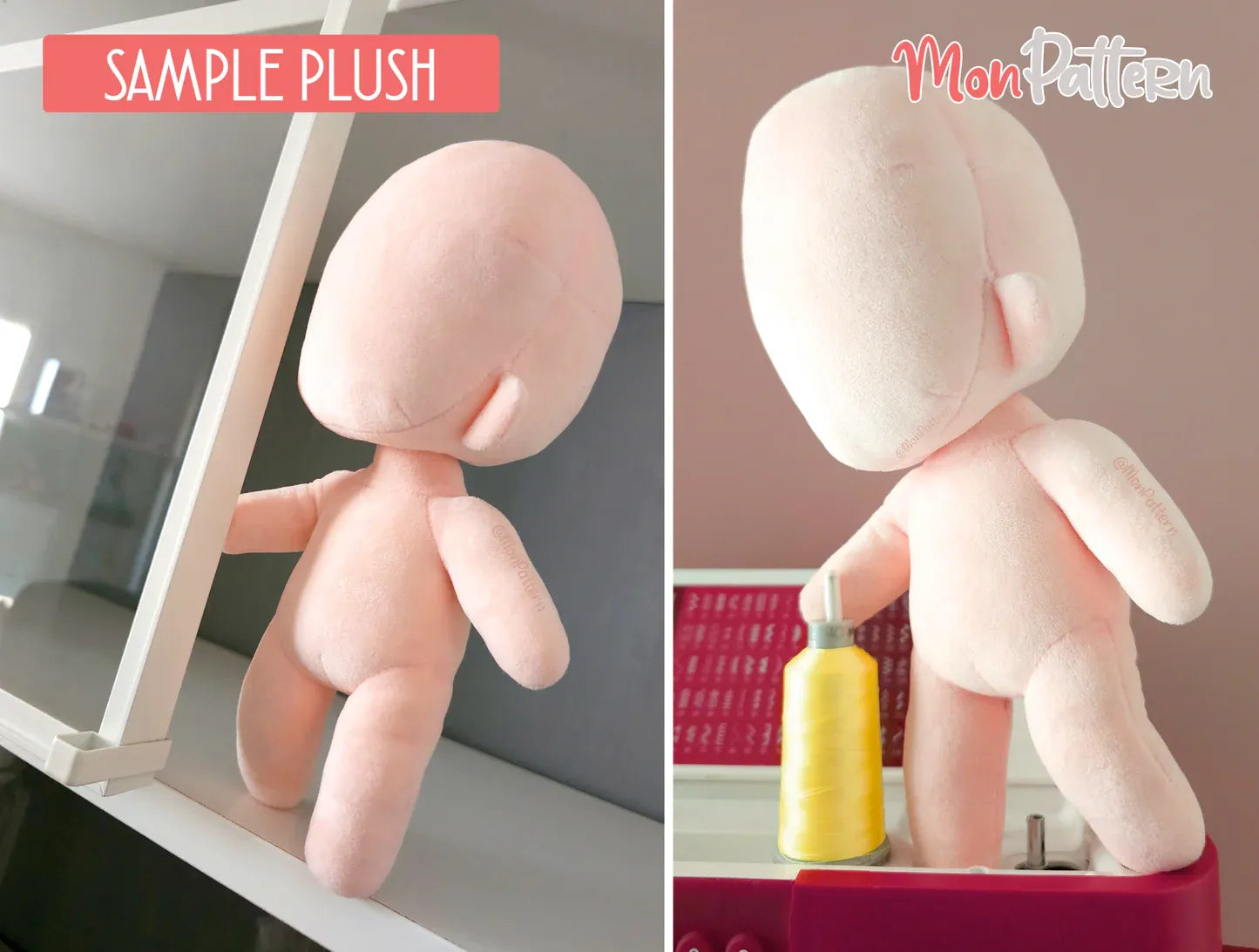 short chibi action plush pattern – movable neck and dynamic posing for custom characters – handmade anime-style or fandom doll