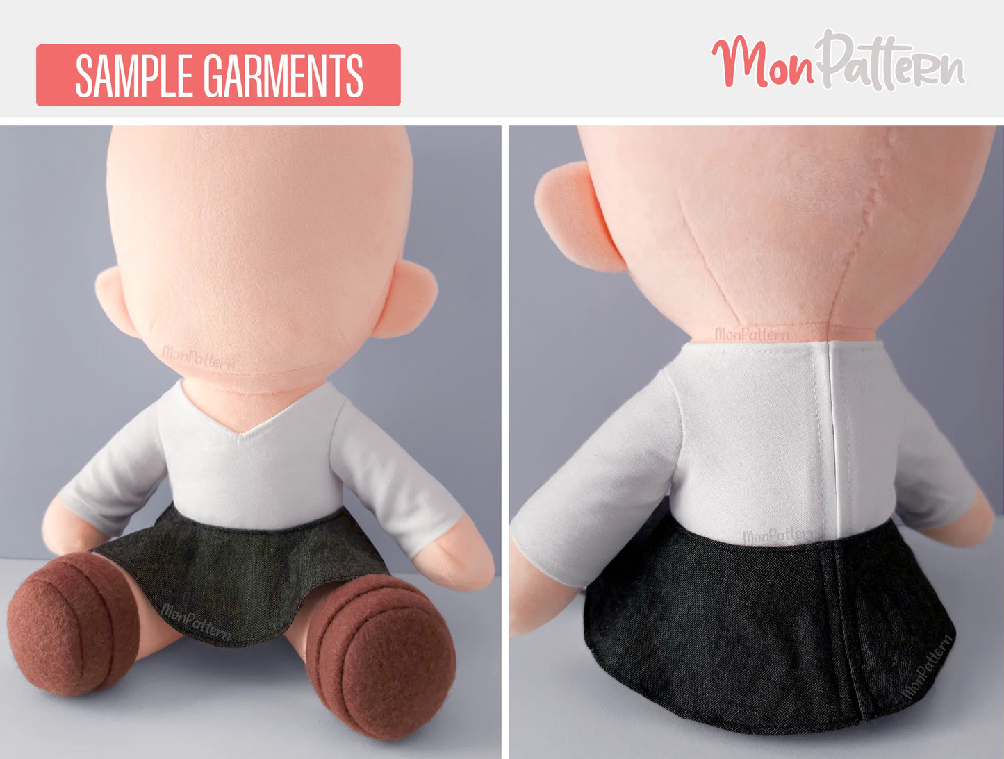 patrón de costura ropa peluche short chibi #3 camiseta falda abrigo botas monpattern