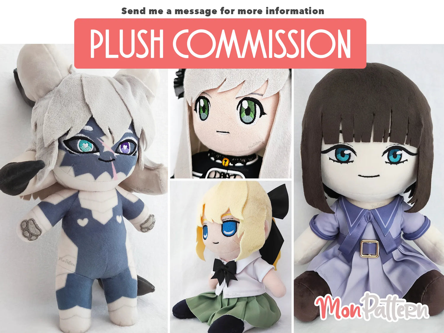 Handmade humanoid chibi plushies – DIY plush commissions, poseable stuffed dolls, fantasy and magical character plush, cute plushies for collectors, anime and video game inspired dolls, peluches de fantasía, muñecos hechos a mano