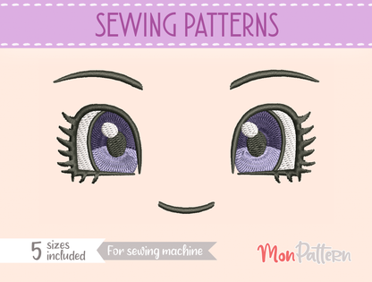 Anime Face for Chibi plush - Sewing Pattern - 5 SIZES - Digital English Spanish for beginner tutorial