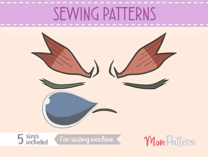 Anime Face for Chibi plush - Sewing Pattern - 5 SIZES - Digital English Spanish tutorial