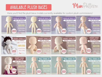 Custom anime plushie commission, personalized chibi plush doll based on original character or video game design, handmade collectible plush with detailed outfit, cute proportions and professional craftsmanship, ideal for fans and collectors