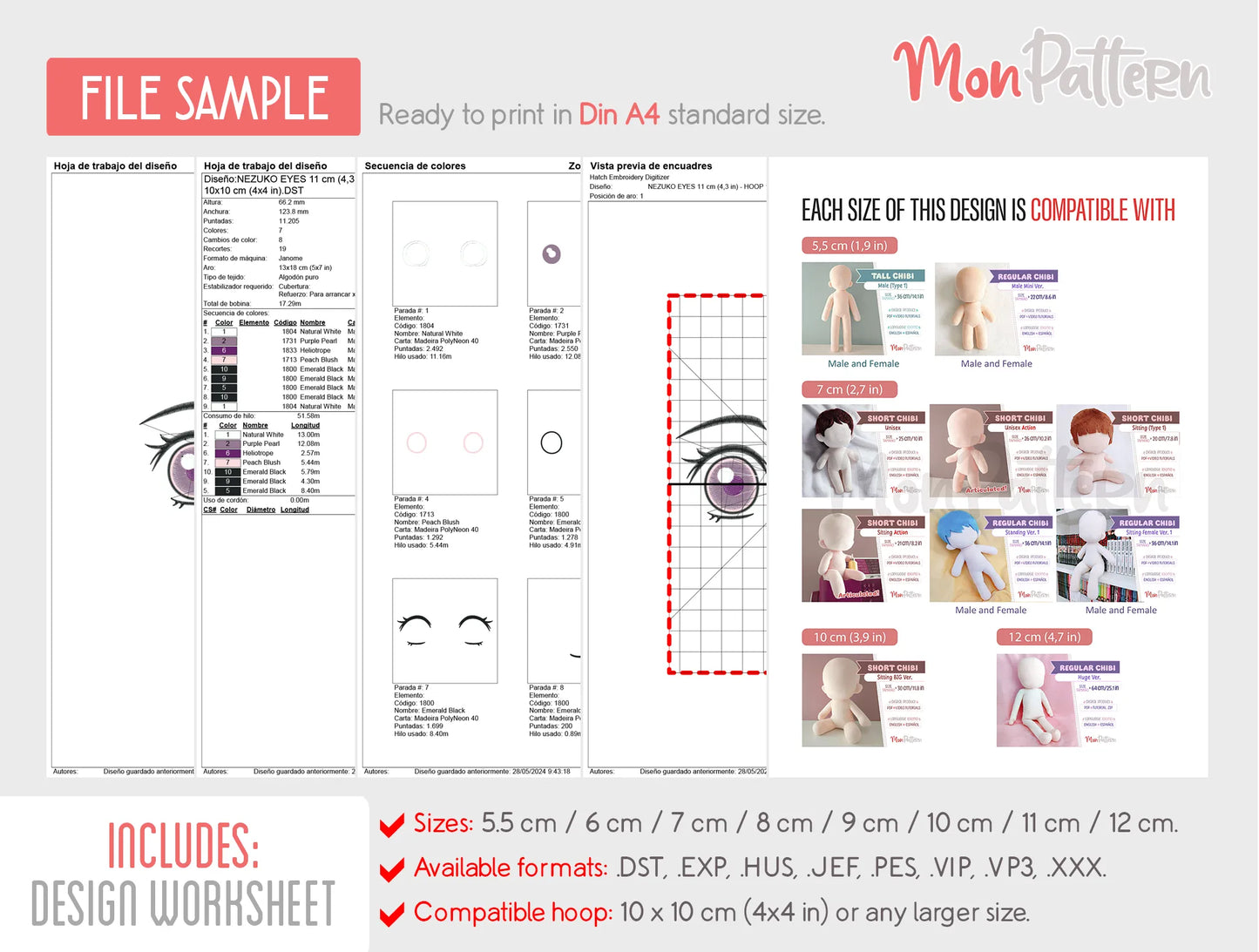 custom pack – choose 4 anime eyes [embroidery file]
