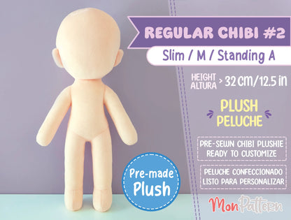 Large 3-head standing chibi plushie, blank and posable, perfect for display, cosplay mascots, or handmade character dolls, peluche chibi grande 3 cabezas de pie, peluche para personalizar