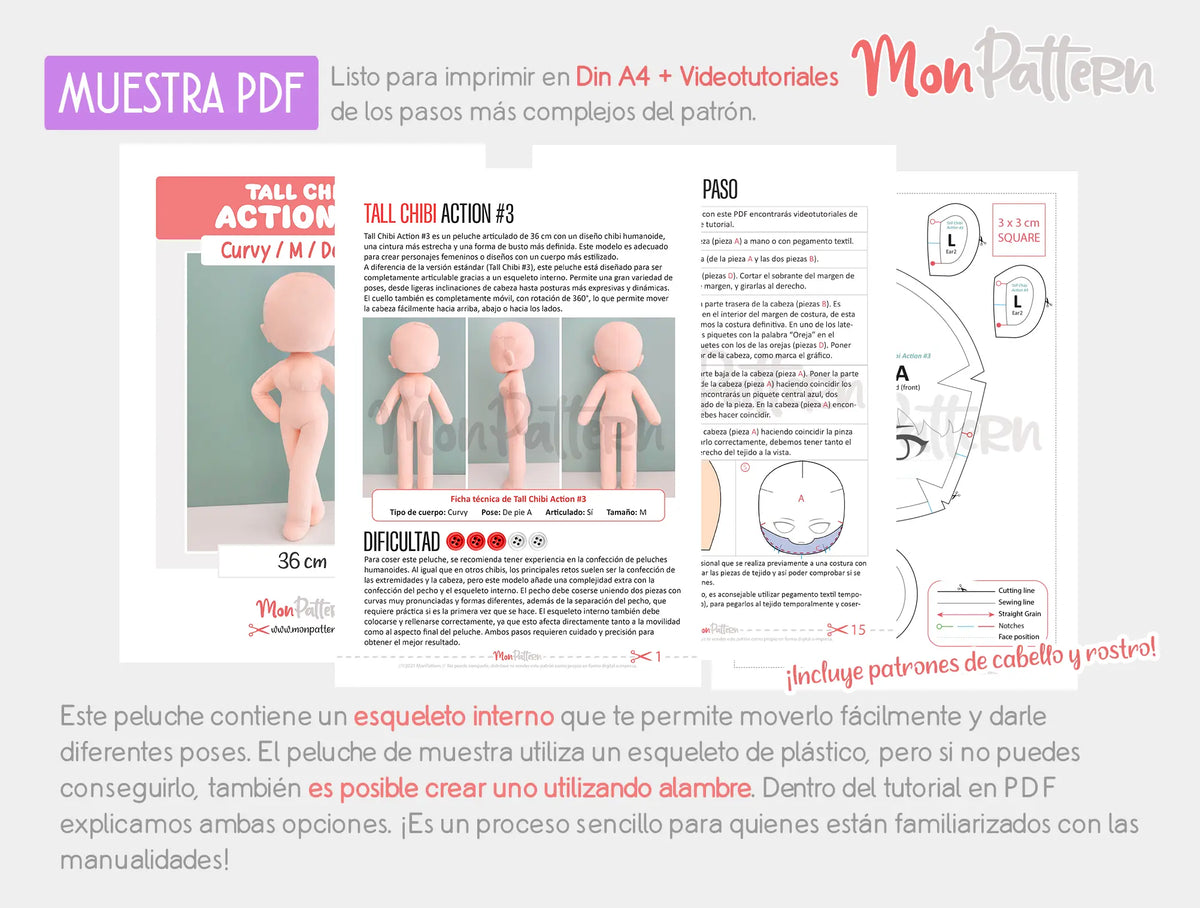 Patrón y tutorial para coser un peluche Chibi articulable en casa SHOWIMGES