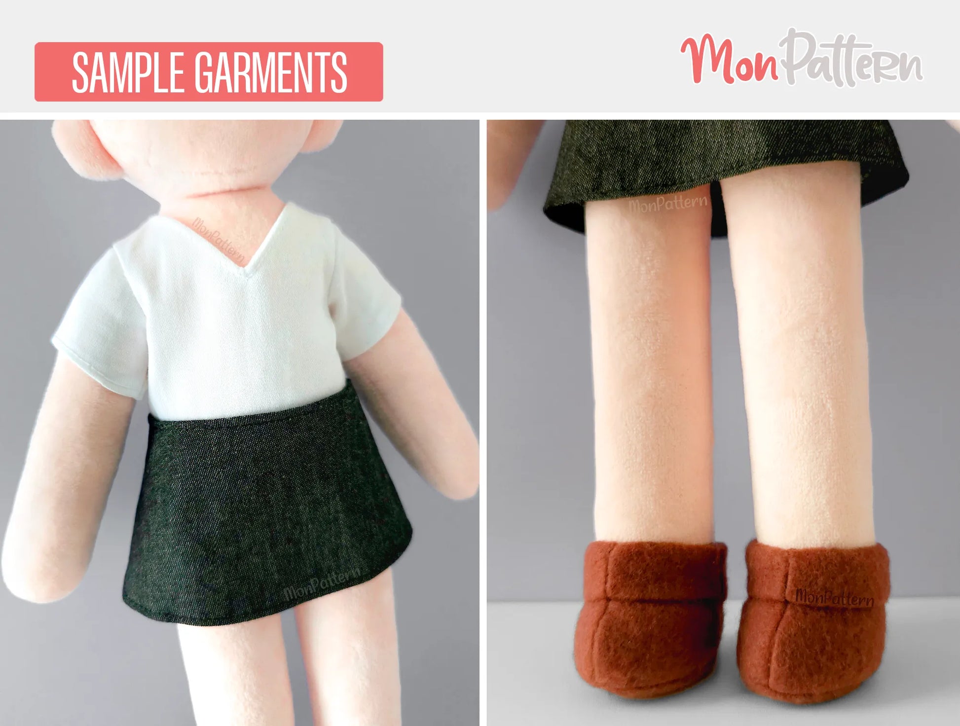 Tall Chibi plush casual outfit pattern. Anime-style clothing template