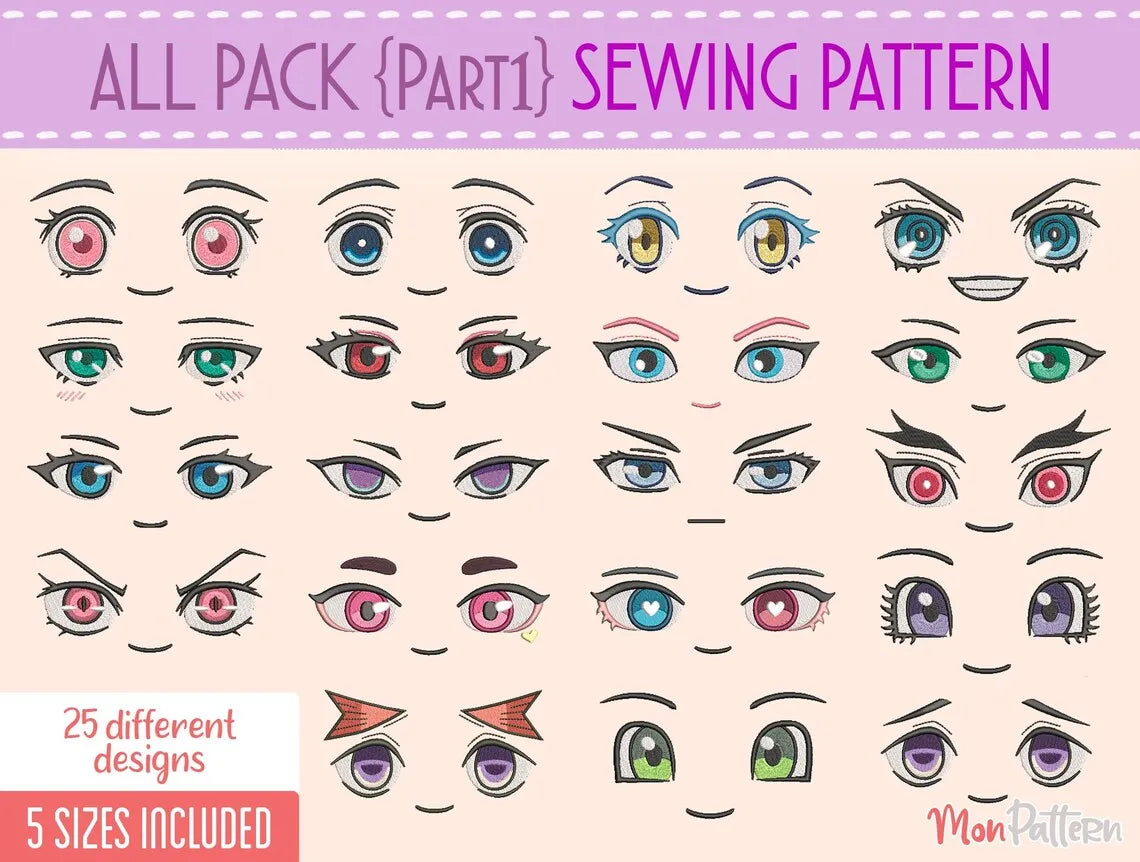 All pack English digital PDF sewing patterns for chibi humanoid plushies anime OCs and VTubers