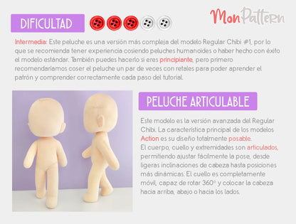 Patrón de costura de dificultad intermedia para confeccionar un peluche articulado con esqueleto interno y extremidades móviles. SHOWIMGES
