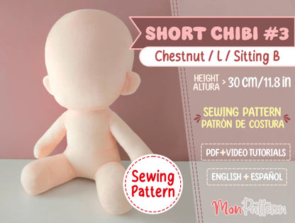 Chibi Plus Pattern Short Chibi #3 | Large Sitting Humanoid Chibi Plush Sewing Pattern 30 ...