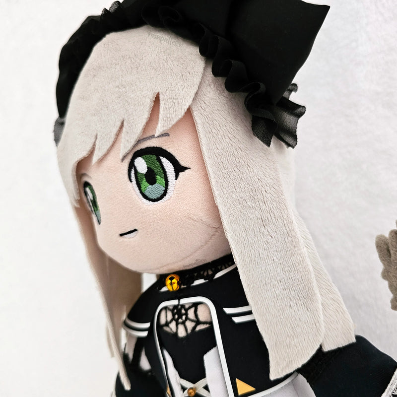 Sophia Esteed Star Ocean custom plush chibi humanoid fantasy mage wand anime doll with mini cat charm peluche chibi de fantasía con varita y gatito accesorio hecho a mano by MonPattern