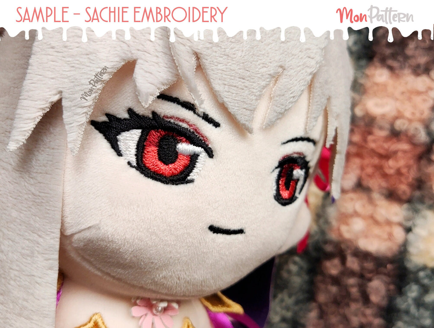 anime face for chibi plush - embroidery file - 8 sizes - digital english spanish tutorial