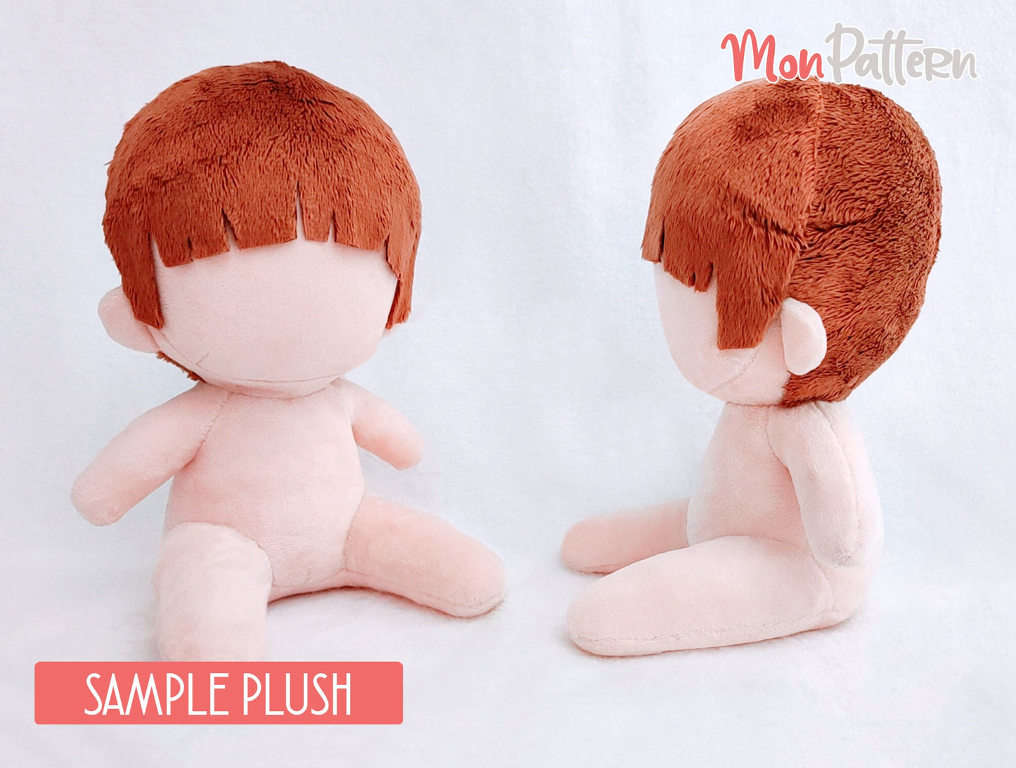 short chibi sitting. digital pdf with video tutorials, 20 cm 7.8 in beginner anime plush sewing pattern.