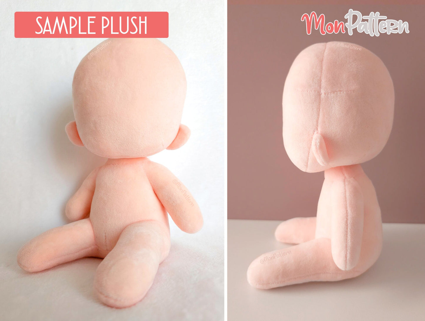 short chibi sitting action, beginner plush sewing pattern. posable articulated skeleton anime plush 20 cm 7.8 in. digital pdf, with english spanish tutorial