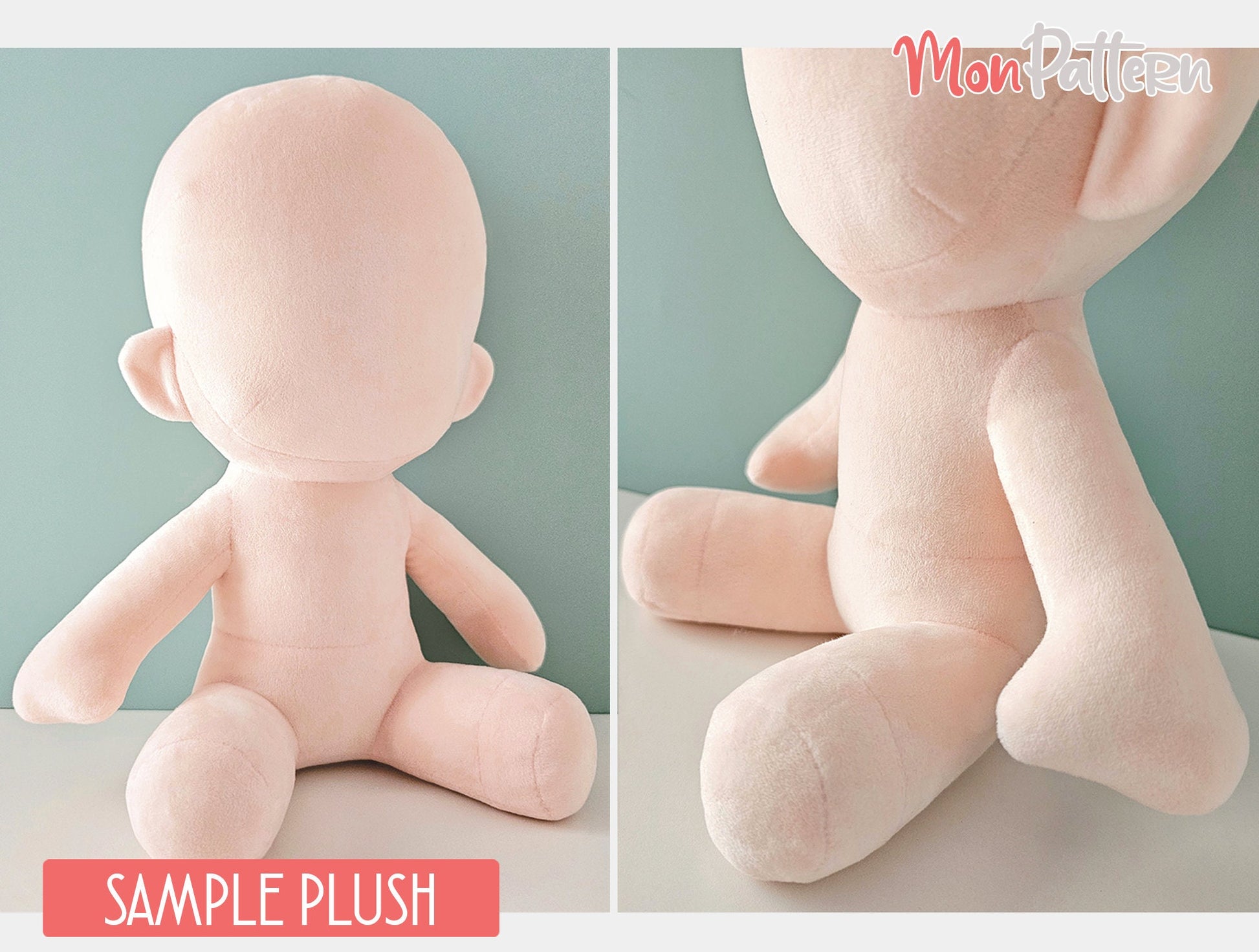 SHORT CHIBI Sitting BIG. Digital PDF with video tutorials, 30 cm 11.8 in Beginner Anime Plush Sewing Pattern.