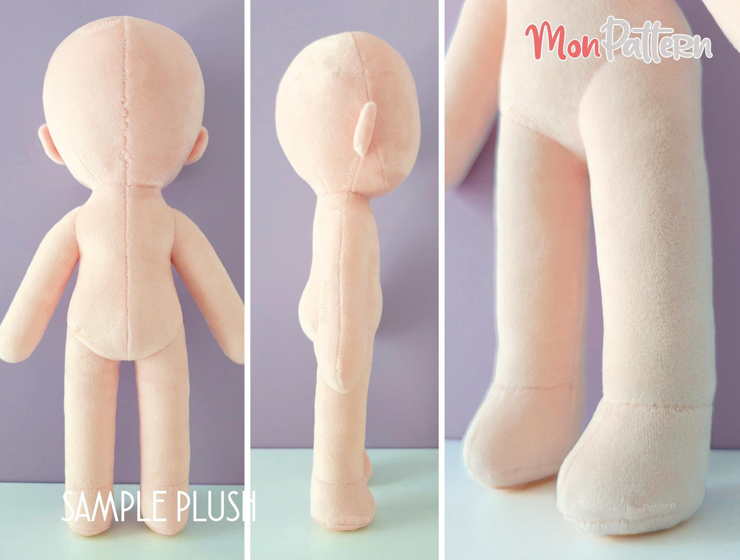 regular chibi female. digital pdf with video tutorials, 32 cm 12.5 in beginner anime plush sewing 