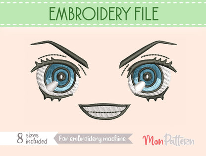 Anime Face for Chibi plush - Embroidery File - 8 SIZES - Digital English Spanish tutorial